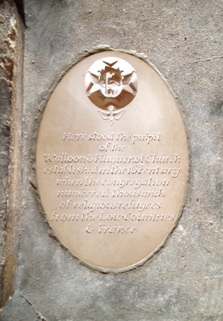 Huguenot Plaque in Western Crypt