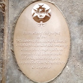 Plaque - Western Crypt - Denoting position of Original Pulpit